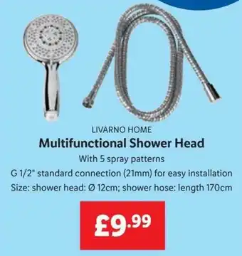 Lidl LIVARNO HOME Multifunctional Shower Head With 5 spray patterns offer