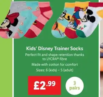 Lidl Kids' Disney Trainer Socks offer