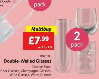 Lidl ERNESTO Double-Walled Glasses 2 pack offer