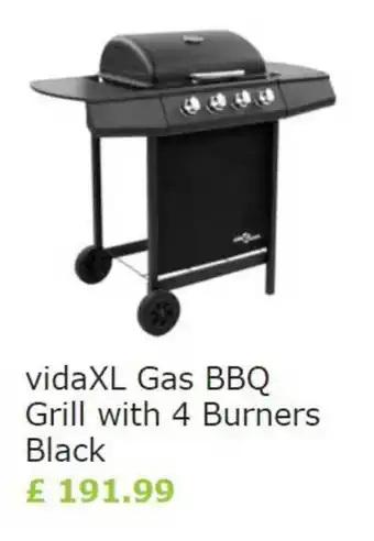 Vida XL VidaXL Gas BBQ Grill with 4 Bumers Black offer