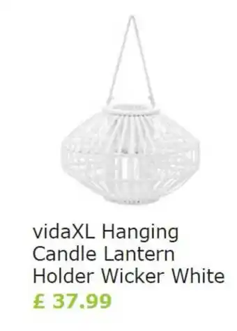 Vida XL VidaXL Hanging Candle Lantern Holder Wicker White offer