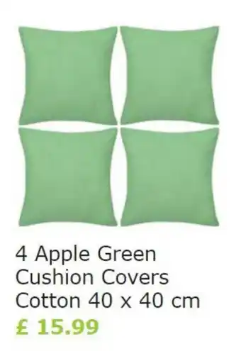 Vida XL 4 Apple Green Cushion Covers cotton 40 x 40cm offer