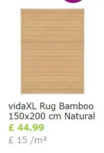 Vida XL VidaXL Rug Bamboo 150 x 200cm Natural offer