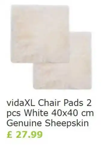 Vida XL VidaXL Chair Pads 2pcs White 40 x 40cm Genuine Sheepskin offer