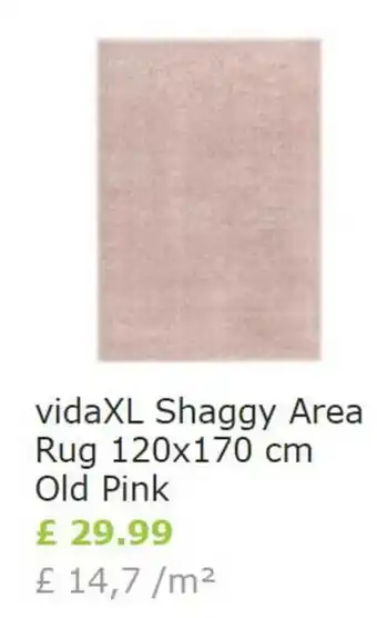 Vida XL VidaXL Shaggy Area Rug 120 x 170cm Old Pink offer