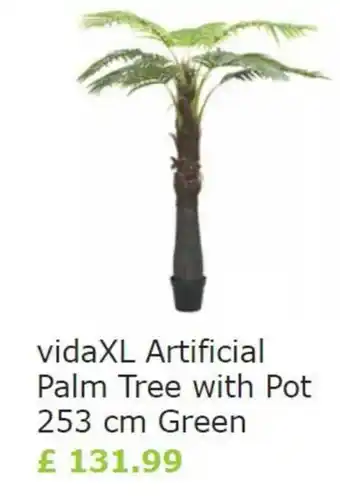 Vida XL VidaXL Artificial Palm Tree with Pot 253cm Green offer