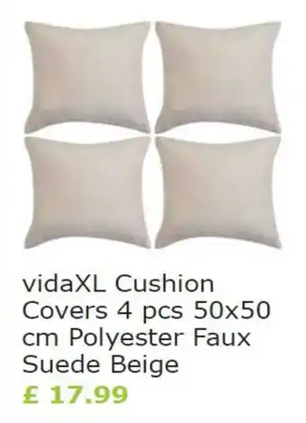 Vida XL VidaXL Cushion Covers 4pcs 50 x 50cm Polyester Faux Suede Beige offer