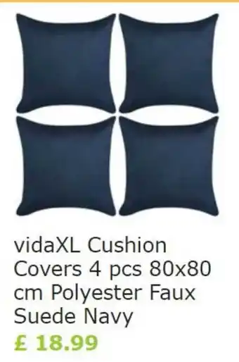 Vida XL VidaXL Cushion Covers 4pcs 80x80cm Polyester Faux Suede Navy offer