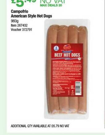 Costco Campofrio American Style Hot Dogs offer
