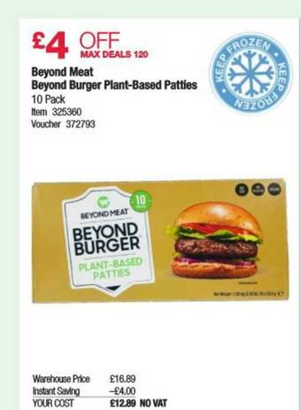 Costco Beyond Meat Beyond Burger Plant-based Patties offer