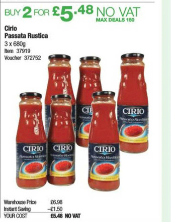 Costco Cirio Passata Rustica offer