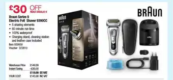 Costco Braun Series 9 Electric Foil Shaver 9390cc offer