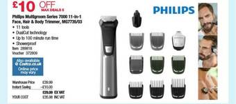 Costco Philips Multigroom Series 7000 11-in-1 Face, Hair & Body Trimmer, Mg7735-03 offer