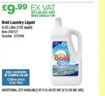 Costco Bold Laundry Liquid offer
