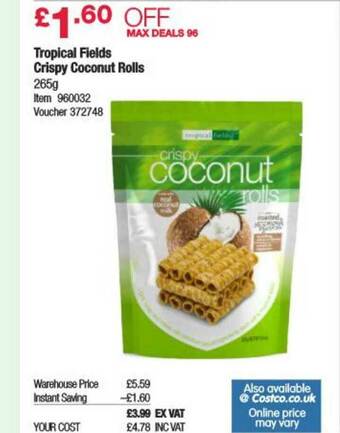 Costco Tropical Fields Crispy Coconut Rolls offer