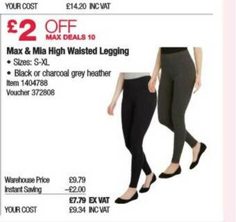 Costco Max & Mia High Waisted Legging offer