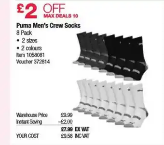 Costco Puma Men's Crew Socks offer