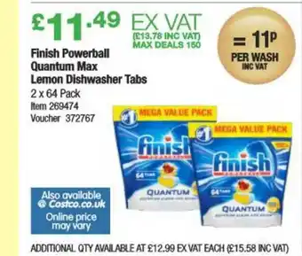Costco Finish Powerball Quantum Max Lemon Dishwasher Tabs offer