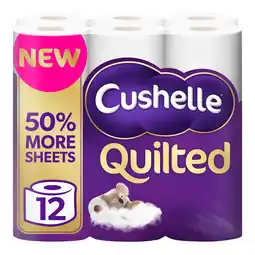 Tesco Cushelle quilted 50% longer lasting toilet tissue 12 equals 18 regular rolls offer