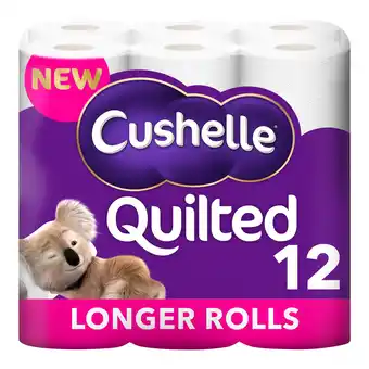 Tesco Cushelle quilted 50% longer lasting toilet tissue 12 equals 18 regular rolls offer