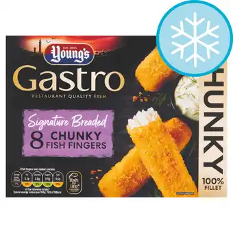 Tesco Youngs gastro signature breaded 8 chunky fish fingers 320g offer