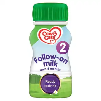 Tesco Cow & gate 2 follow on milk 200ml ready to feed liquid offer