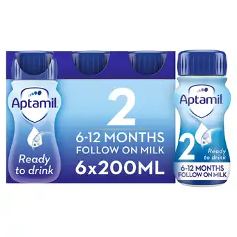 Tesco Aptamil 2 ready to drink 6-12 months follow on milk 6 x 200 ml offer