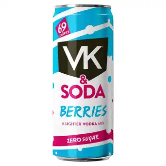 Tesco Vk & soda berries zero sugar alcoholic drink 330ml offer