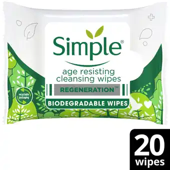Tesco Simple age resisting wipes 20 pack offer