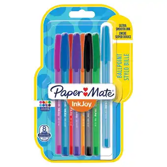 Tesco Paper mate inkjoy 100 ballpoint pens, fun colours, 8 count offer