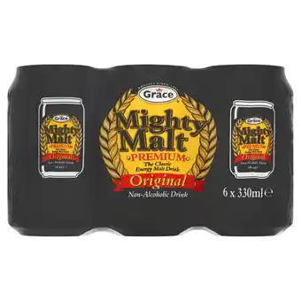 Tesco Grace mighty malt drink original 6 x 330ml offer