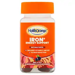 Tesco Haliborange iron+ energy support 30 mixed berry flavour gummies offer