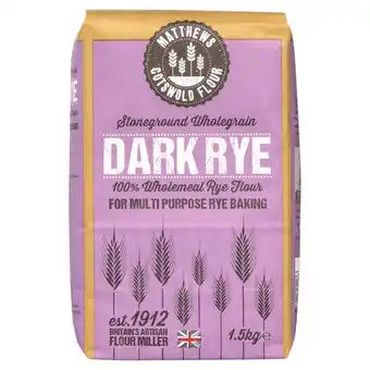 Tesco Matthews flour stone ground dark rye flour 1.5kg offer