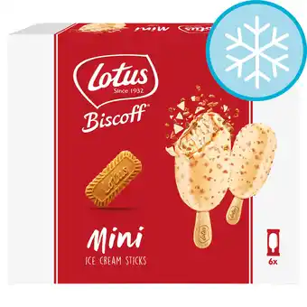 Tesco Lotus biscoff white mini ice cream sticks 6 x 60ml offer