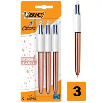 Tesco Bic 4 colour rose gold 3 pack offer