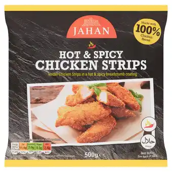 Tesco Jahan frozen hot & spicy chicken strips 500g offer