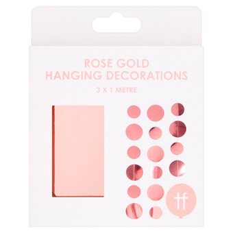 Tesco Rose gold hanging circles decorations 3 x 1 metre offer