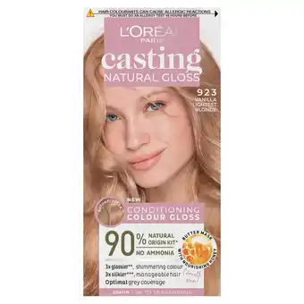 Tesco L'oreal casting natural gloss 923 vanilla lightest blonde semi-permanent hair dye offer