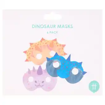 Tesco Dinosaur party face masks 6 pack offer