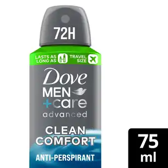 Tesco Dove men plus care 72 hr antiperspirant clean comfort 75ml offer