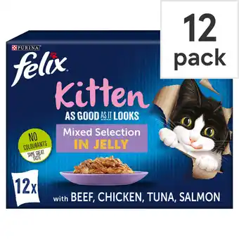 Tesco Felix as good as it looks kitten jelly 12x100g offer