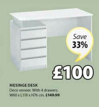 JYSK Mesinge Desk offer