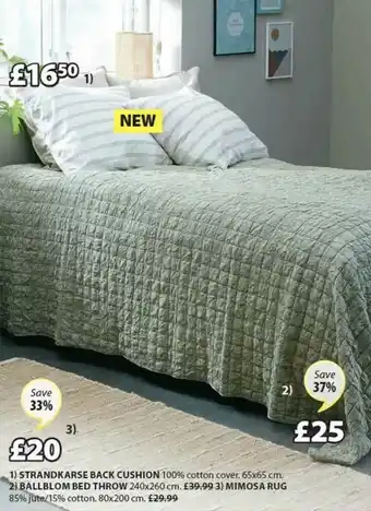 JYSK Strandkarse Back Cushion 65x65 Cm, Ballblom Bed Throw 240x260 Cm Of Mimosa Rug 80x200 Cm Save 33% - 37% offer