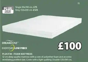 JYSK Dreamzone Plus F30 - Foam Mattress 135x190 Cm offer