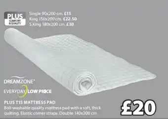 JYSK Dreamzone Plus T15 Mattress Pad 140x200 Cm offer