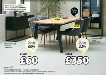 JYSK RoyalOak Skovlunde Dining Table + Pebringe Dining Chair, Virum Sideboard Or Virum Display Cabinet Save 22% - 33% offer