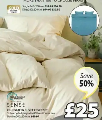 JYSK Cilje Sateen Duvet Cover Set 200x220 Cm Save 50% offer