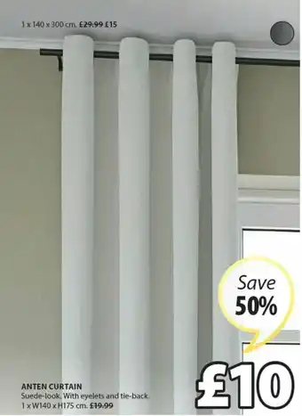 JYSK Anten Curtain 1 X W140 X H175 Cm Save 50% offer