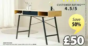 JYSK Abbetved Desk W48 X L120 X H76 Cm Save 50% offer