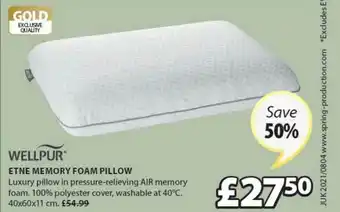 JYSK Wellpur Etne Memory Foam Pillow 40x60x11 Cm Save 50% offer